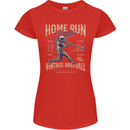 Home Run Vintage Baseball Player Womens Petite Cut T-Shirt Red