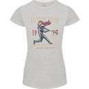 Home Run Vintage Baseball Player Womens Petite Cut T-Shirt Sports Grey