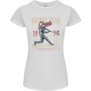 Home Run Vintage Baseball Player Womens Petite Cut T-Shirt White