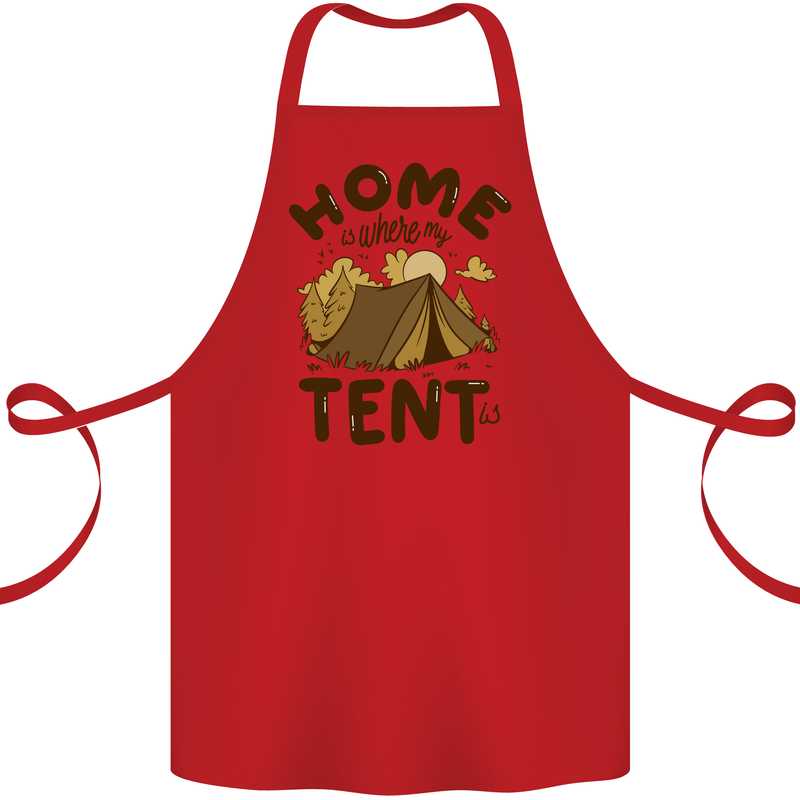 Home is Where My Tent is Funny Camping Cotton Apron 100% Organic Red