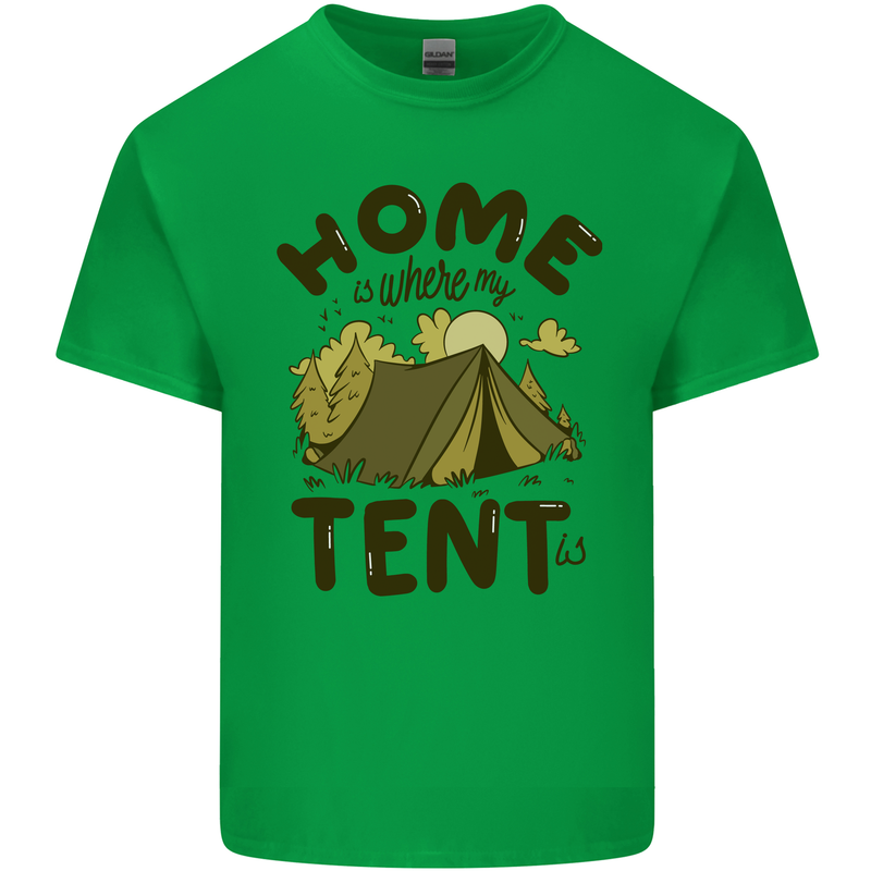 Home is Where My Tent is Funny Camping Kids T-Shirt Childrens Irish Green