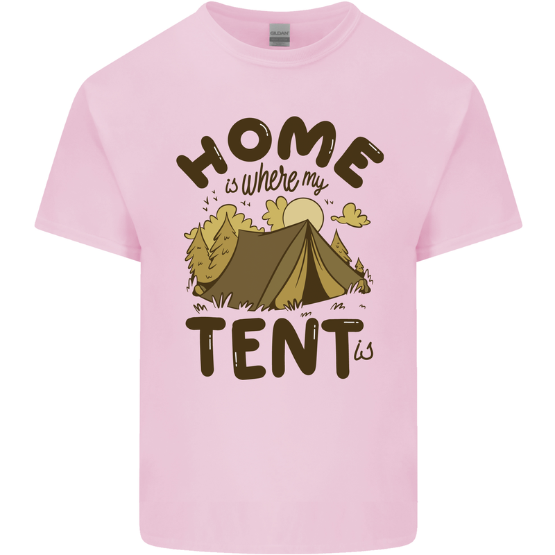 Home is Where My Tent is Funny Camping Kids T-Shirt Childrens Light Pink