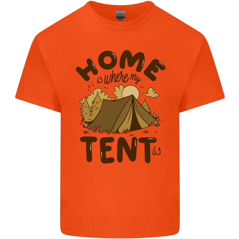 Home is Where My Tent is Funny Camping Kids T-Shirt Childrens Orange