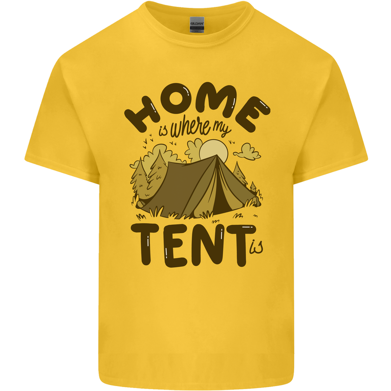 Home is Where My Tent is Funny Camping Kids T-Shirt Childrens Yellow