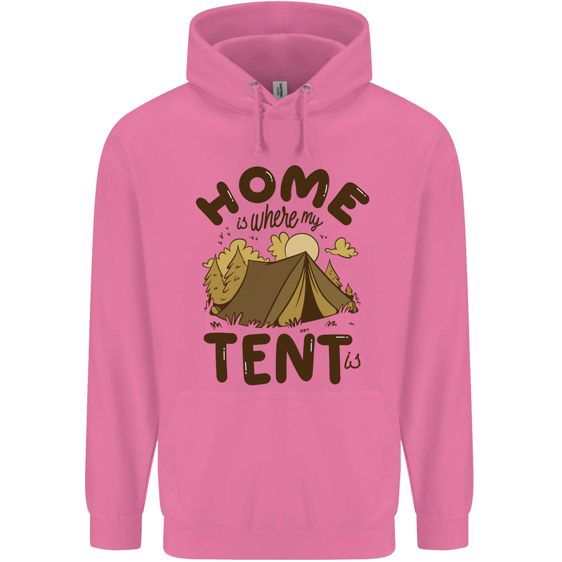 Home is Where My Tent is Funny Camping Mens 80% Cotton Hoodie Azelea
