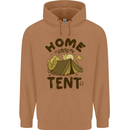 Home is Where My Tent is Funny Camping Mens 80% Cotton Hoodie Caramel Latte