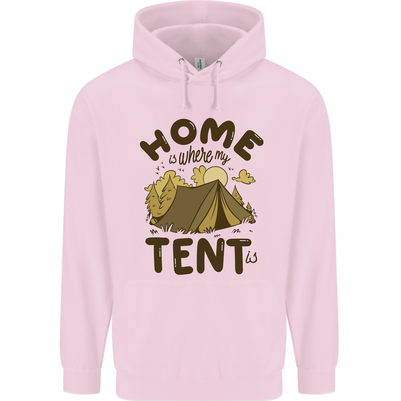 Home is Where My Tent is Funny Camping Mens 80% Cotton Hoodie Light Pink