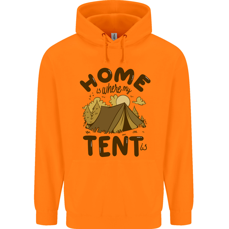 Home is Where My Tent is Funny Camping Mens 80% Cotton Hoodie Orange