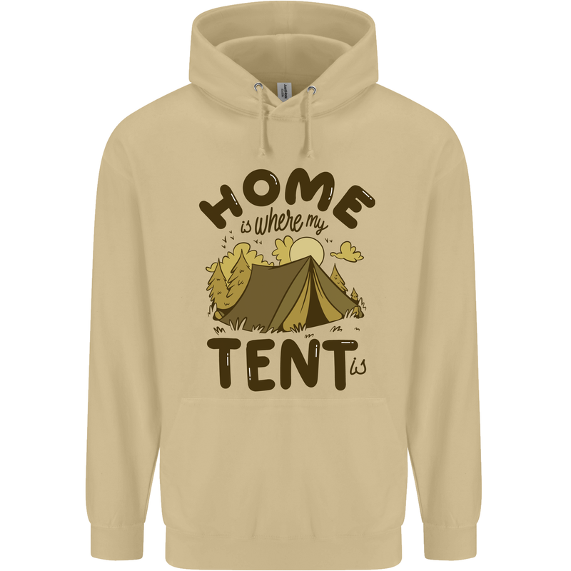 Home is Where My Tent is Funny Camping Mens 80% Cotton Hoodie Sand