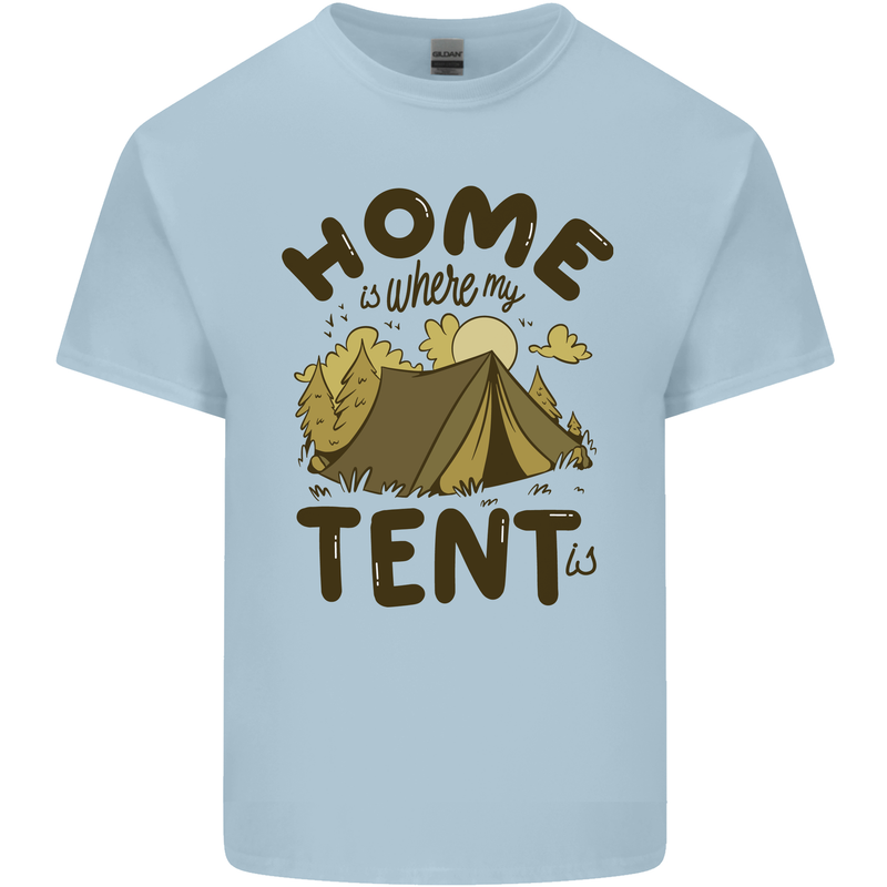 Home is Where My Tent is Funny Camping Mens Cotton T-Shirt Tee Top Light Blue