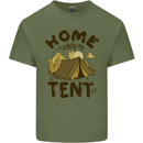 Home is Where My Tent is Funny Camping Mens Cotton T-Shirt Tee Top Military Green