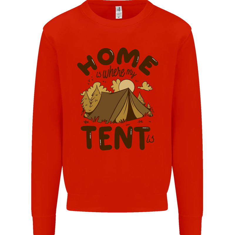 Home is Where My Tent is Funny Camping Mens Sweatshirt Jumper Bright Red