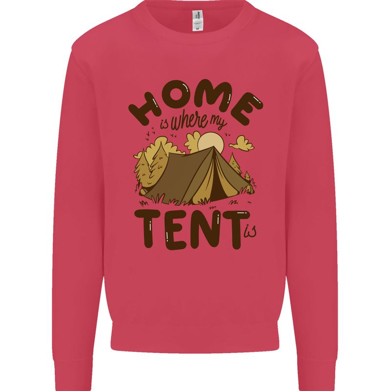 Home is Where My Tent is Funny Camping Mens Sweatshirt Jumper Heliconia