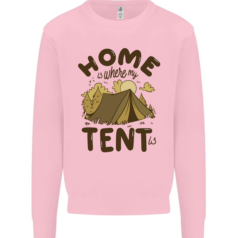 Home is Where My Tent is Funny Camping Mens Sweatshirt Jumper Light Pink
