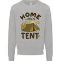 Home is Where My Tent is Funny Camping Mens Sweatshirt Jumper Sports Grey