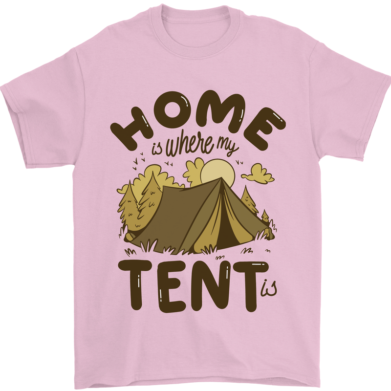 Home is Where My Tent is Funny Camping Mens T-Shirt 100% Cotton Light Pink