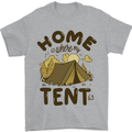 Home is Where My Tent is Funny Camping Mens T-Shirt 100% Cotton Sports Grey