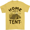 Home is Where My Tent is Funny Camping Mens T-Shirt 100% Cotton Yellow