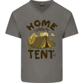 Home is Where My Tent is Funny Camping Mens V-Neck Cotton T-Shirt Charcoal