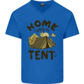 Home is Where My Tent is Funny Camping Mens V-Neck Cotton T-Shirt Royal Blue