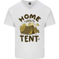 Home is Where My Tent is Funny Camping Mens V-Neck Cotton T-Shirt White