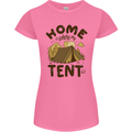 Home is Where My Tent is Funny Camping Womens Petite Cut T-Shirt Azalea