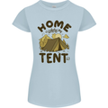 Home is Where My Tent is Funny Camping Womens Petite Cut T-Shirt Light Blue
