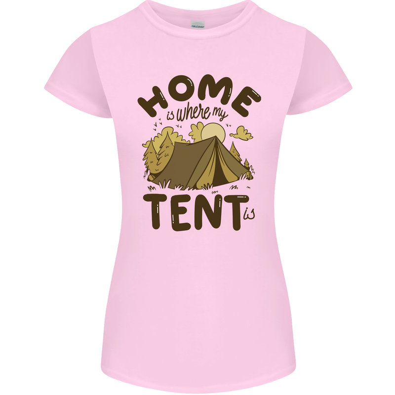 Home is Where My Tent is Funny Camping Womens Petite Cut T-Shirt Light Pink