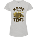 Home is Where My Tent is Funny Camping Womens Petite Cut T-Shirt Sports Grey