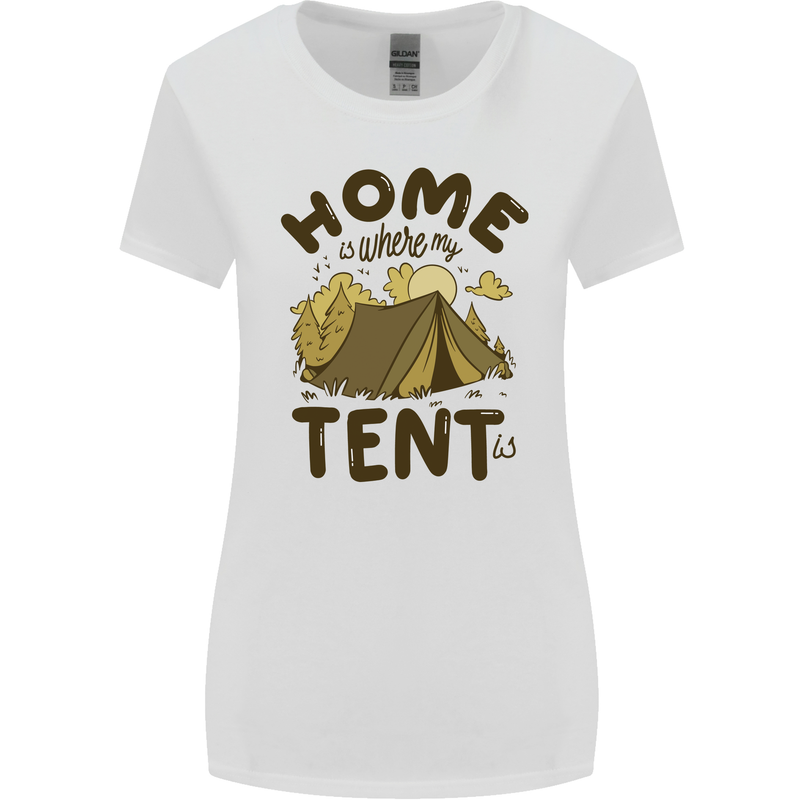 Home is Where My Tent is Funny Camping Womens Wider Cut T-Shirt White