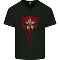 Hong Kong Skull Gym Training Bodybuilding Mens V-Neck Cotton T-Shirt Black