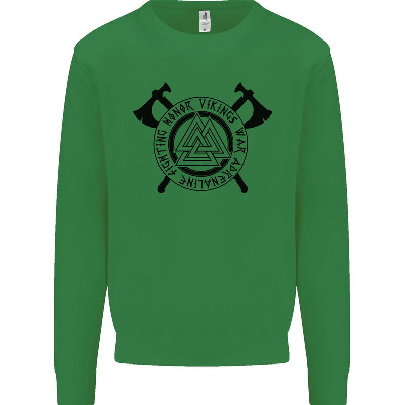 Honor Vikings War Adrenaline Fighting Kids Sweatshirt Jumper Irish Green