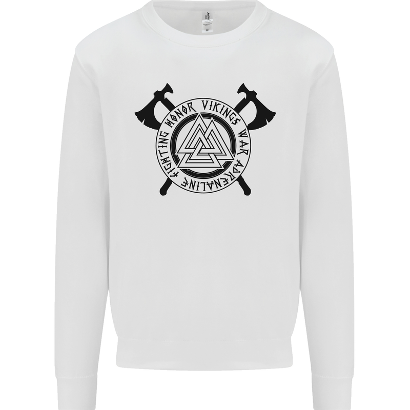 Honor Vikings War Adrenaline Fighting Kids Sweatshirt Jumper White