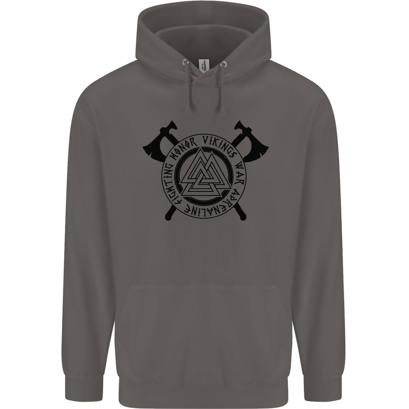 Honor Vikings War Adrenaline Fighting Mens 80% Cotton Hoodie Charcoal