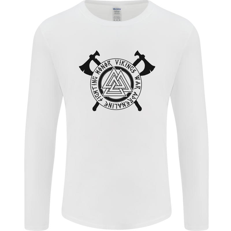 Honor Vikings War Adrenaline Fighting Mens Long Sleeve T-Shirt White