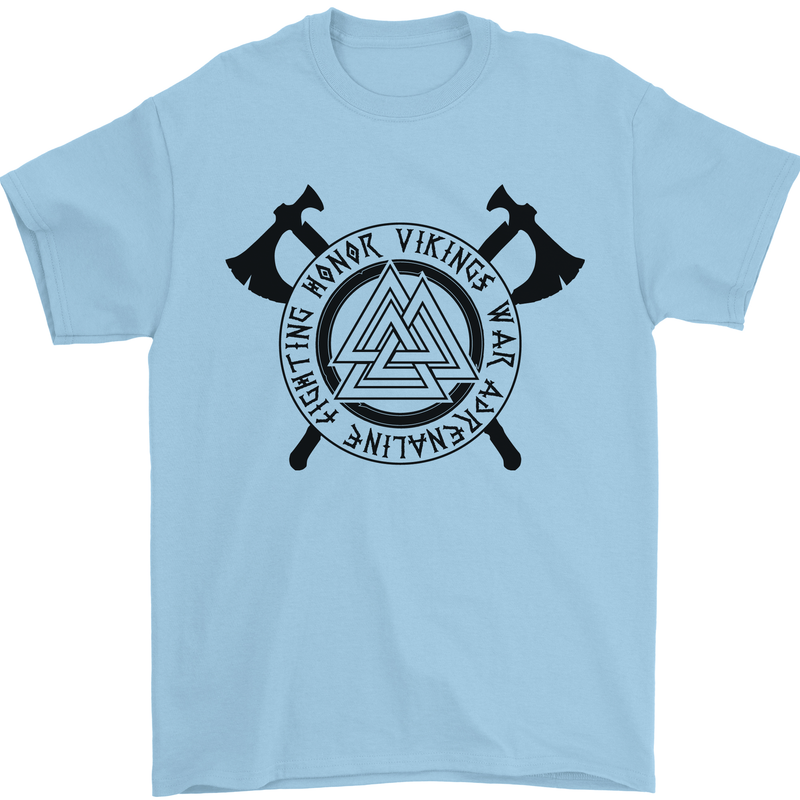 Honor Vikings War Adrenaline Fighting Mens T-Shirt 100% Cotton Light Blue