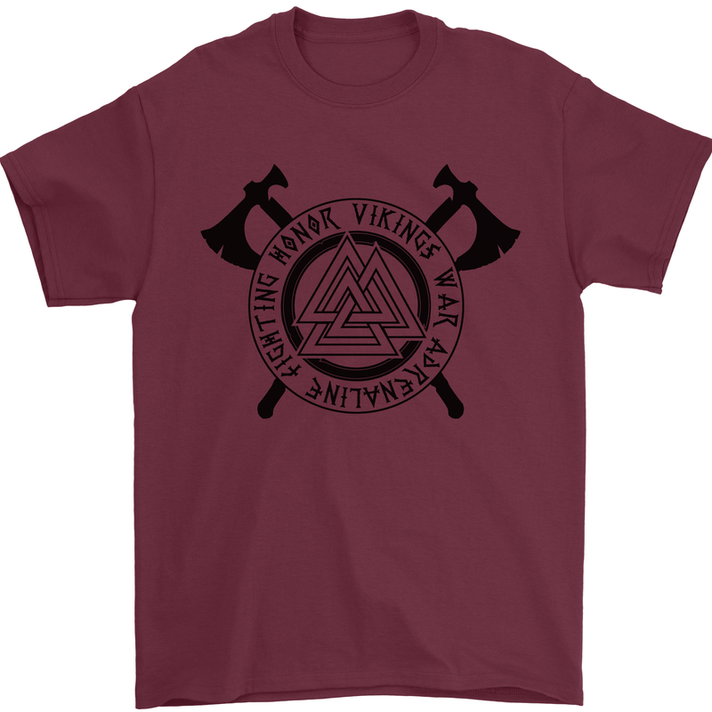 Honor Vikings War Adrenaline Fighting Mens T-Shirt 100% Cotton Maroon
