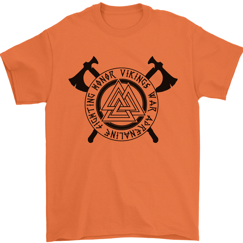 Honor Vikings War Adrenaline Fighting Mens T-Shirt 100% Cotton Orange