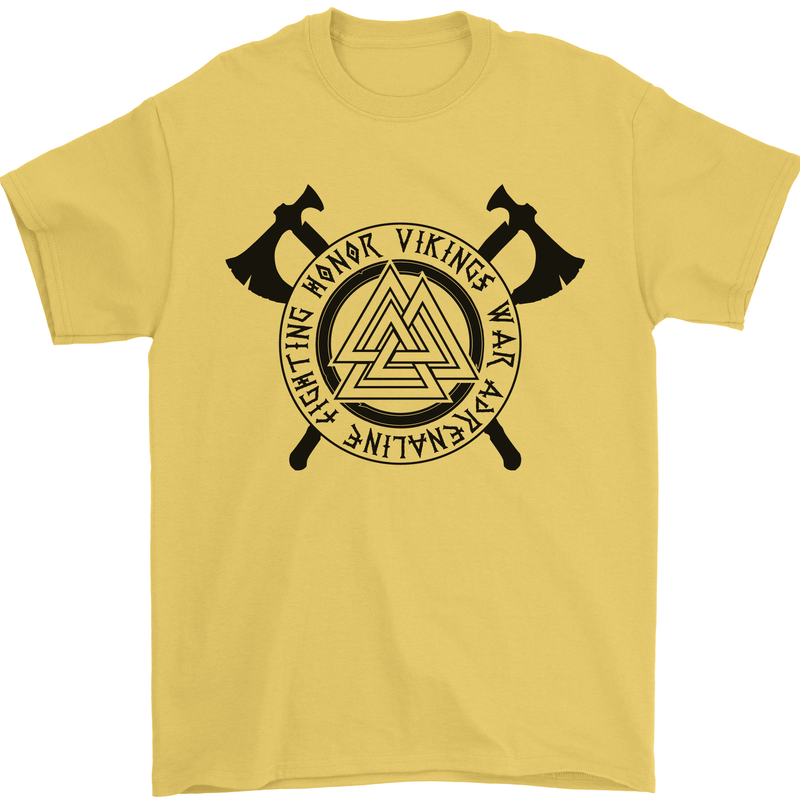 Honor Vikings War Adrenaline Fighting Mens T-Shirt 100% Cotton Yellow