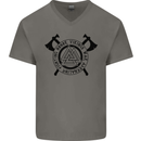 Honor Vikings War Adrenaline Fighting Mens V-Neck Cotton T-Shirt Charcoal