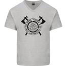 Honor Vikings War Adrenaline Fighting Mens V-Neck Cotton T-Shirt Sports Grey