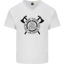 Honor Vikings War Adrenaline Fighting Mens V-Neck Cotton T-Shirt White