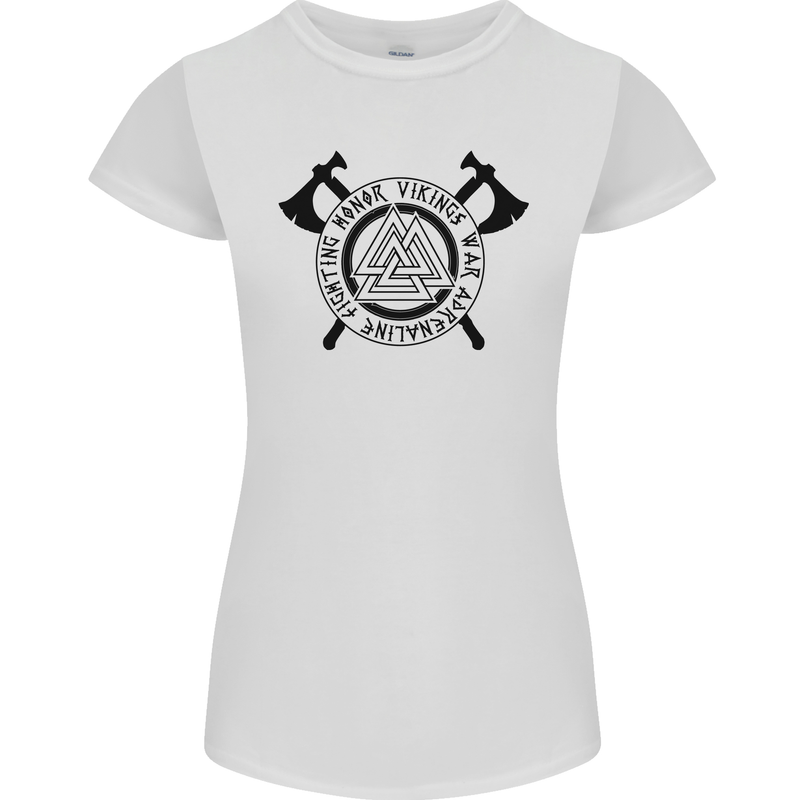 Honor Vikings War Adrenaline Fighting Womens Petite Cut T-Shirt White