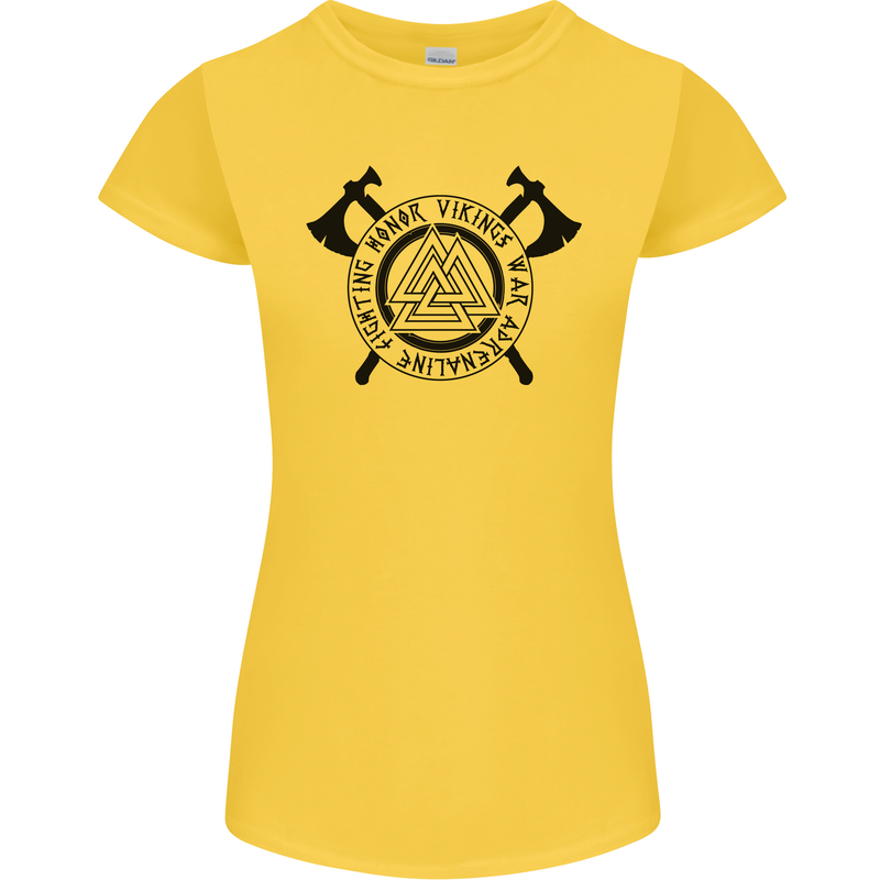 Honor Vikings War Adrenaline Fighting Womens Petite Cut T-Shirt Yellow