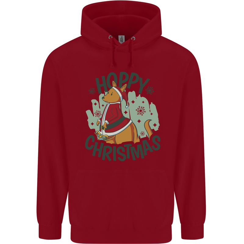 Hoppy Christmas Funny Kangaroo Xmas Childrens Kids Hoodie Red
