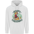 Hoppy Christmas Funny Kangaroo Xmas Mens 80% Cotton Hoodie White