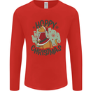 Hoppy Christmas Funny Kangaroo Xmas Mens Long Sleeve T-Shirt Red