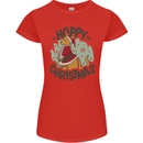 Hoppy Christmas Funny Kangaroo Xmas Womens Petite Cut T-Shirt Red