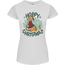 Hoppy Christmas Funny Kangaroo Xmas Womens Petite Cut T-Shirt White