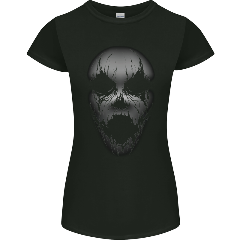 Horror Clown Face Halloween Womens Petite Cut T-Shirt Black